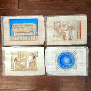 Egyptian Papyrus Paintings, Set Of 4